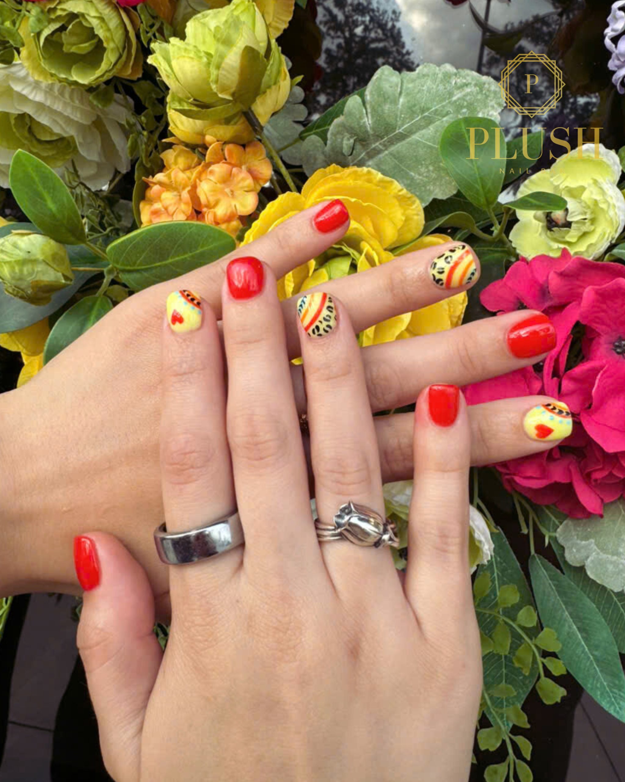 Top 5 Summer Nail Designs You Need to Try in 2025 5 Fun and colorful summer nail designs with playful patterns – vibrant summer nail look at Plush Nail Bar, perfect for 2025 trends and vegan gel manicure lovers.