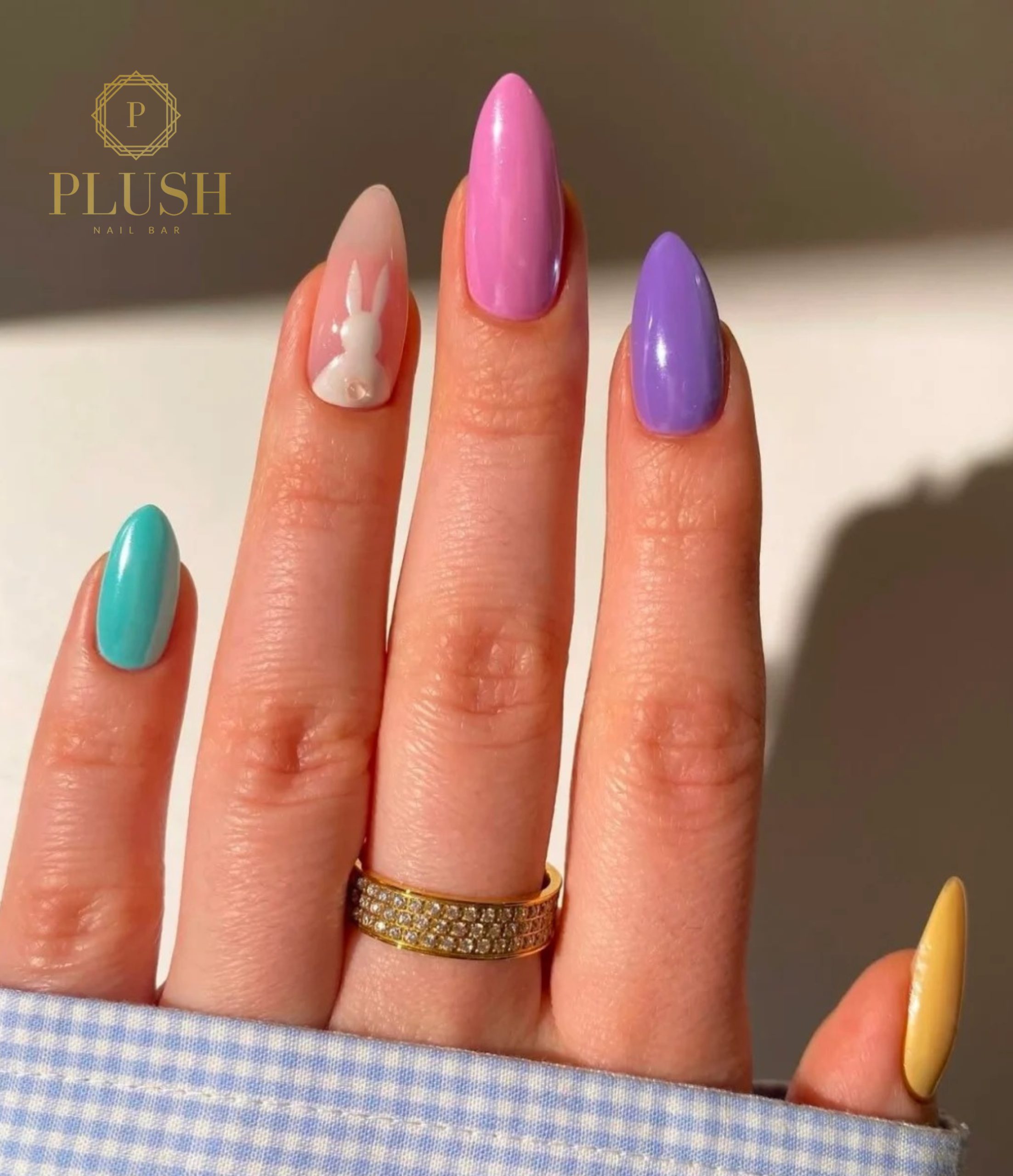 Top Nail Art Trends for 2025: Must-Try Designs for a Chic Look 3 Pastel bunny