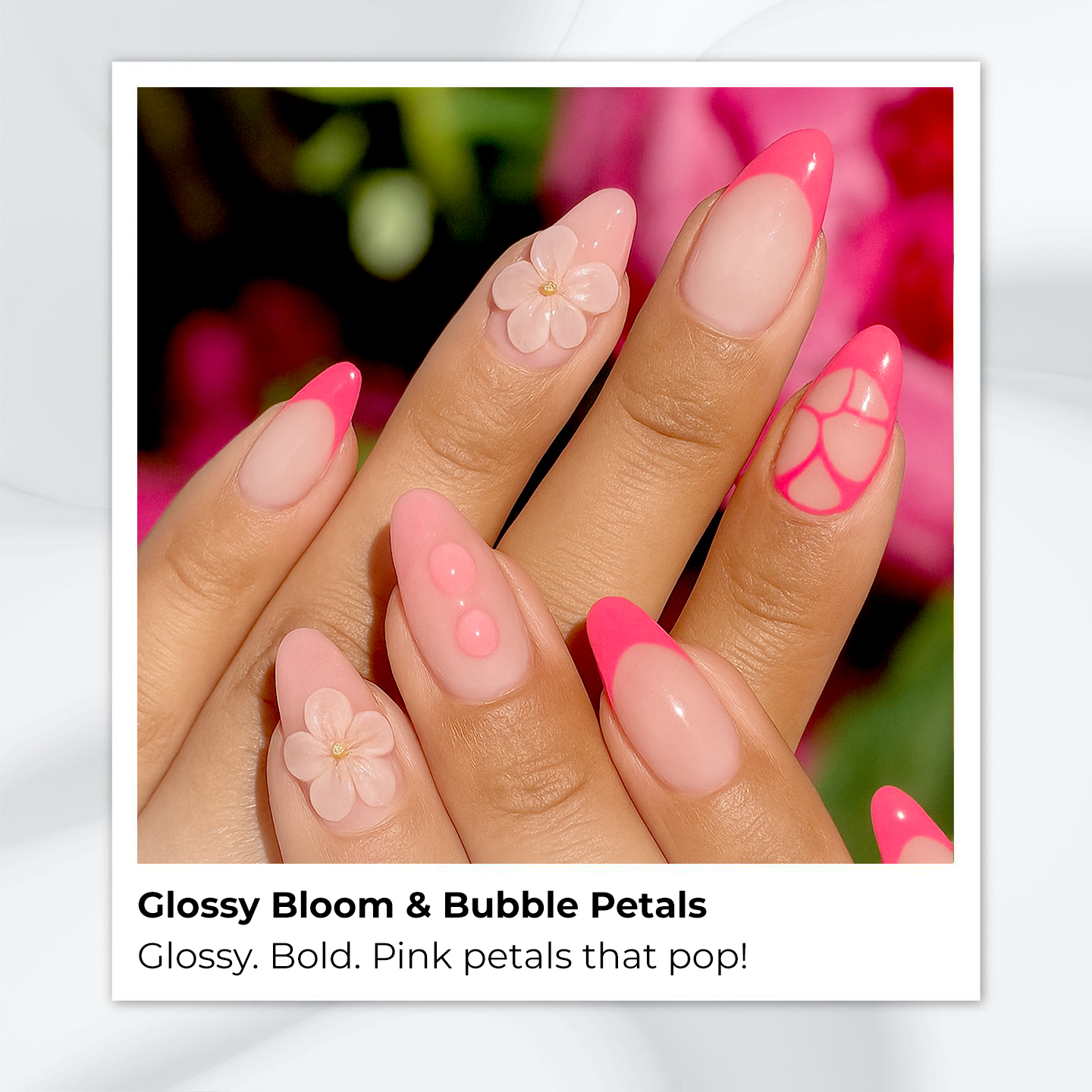 6 Stunning Floral 3D Nail Art Designs You Need to Try This Season 5 Glossy Bloom & Bubble Petals