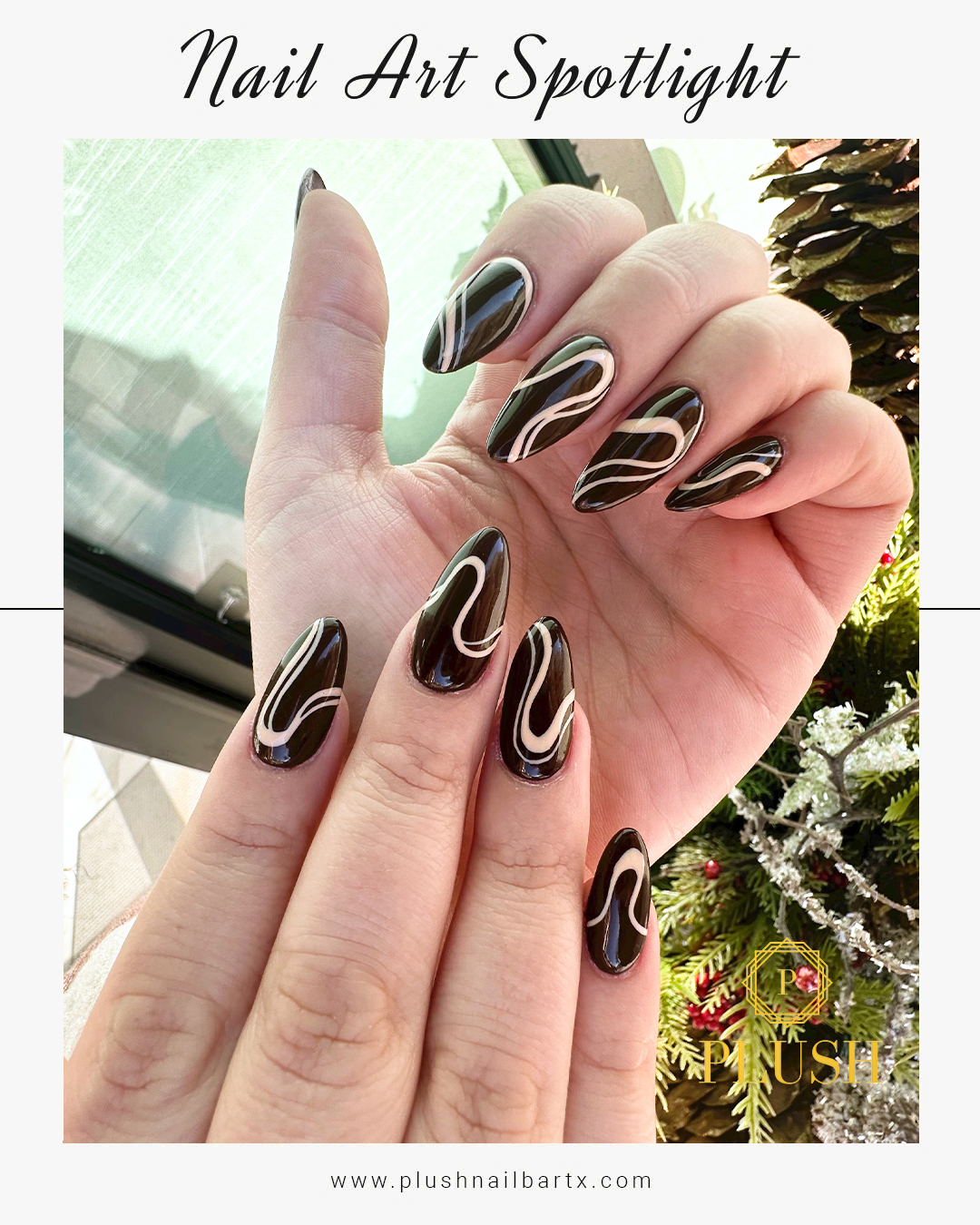 Swirl Art Almond Nails