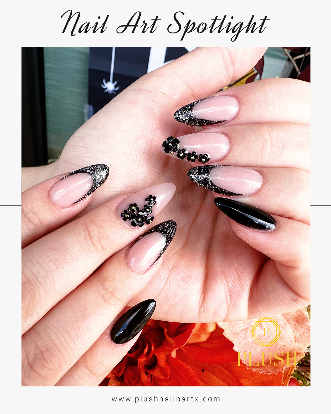 3D floral amond nails