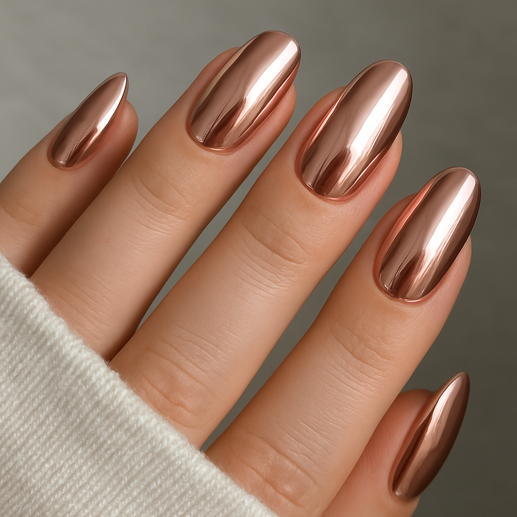 rose chrome nails