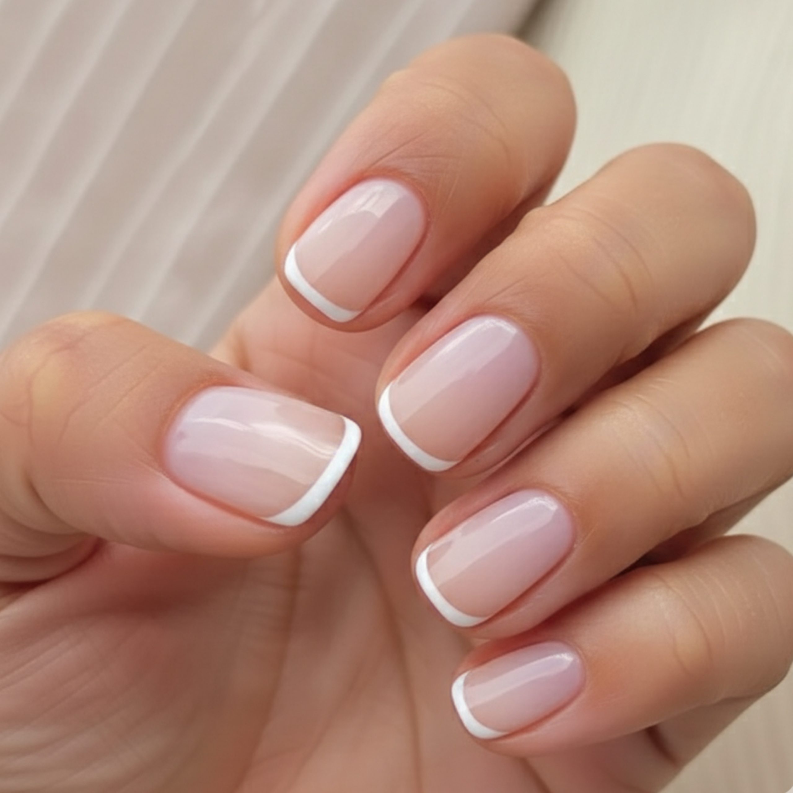 5 Homecoming Nail Ideas 2025 – Fresh, Fun & Fabulous Styles to Try 3 Classic micro French tip nails on short square shape with soft pink base, a minimal and timeless choice for homecoming nail ideas