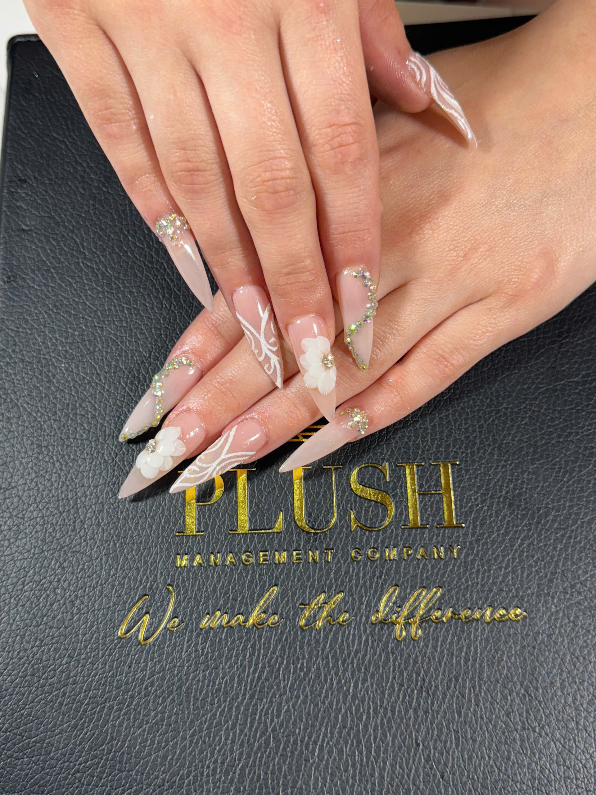 3D French nails with colorful starfish art in red, pink, and blue, featuring bold accents and a fun beach-inspired design for summer.